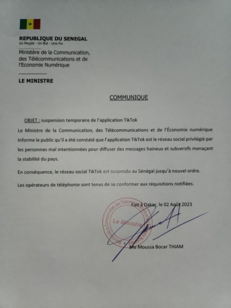 TikTok Suspended in Senegal Amidst Unrest