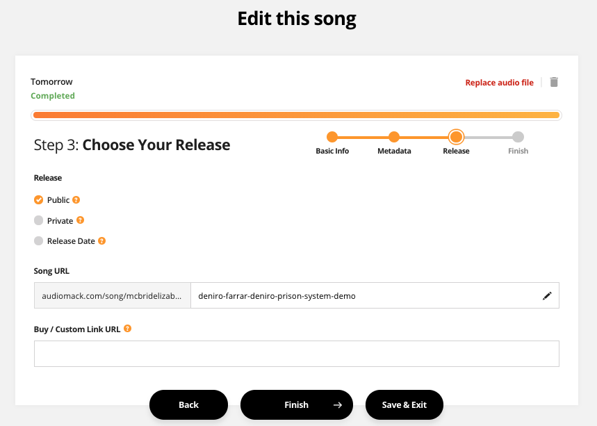 Uploading a Song on Audiomack