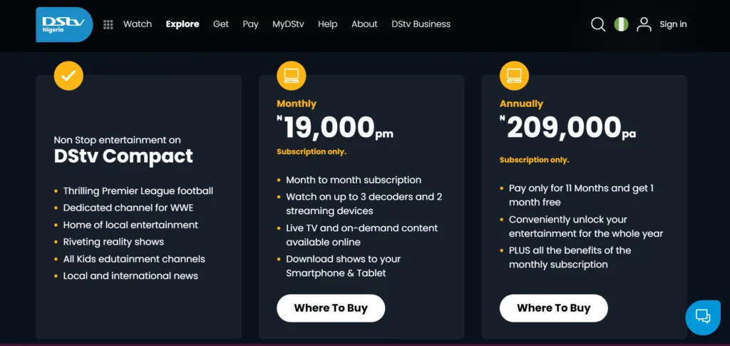 How Much is DStv Compact in Nigeria Today?