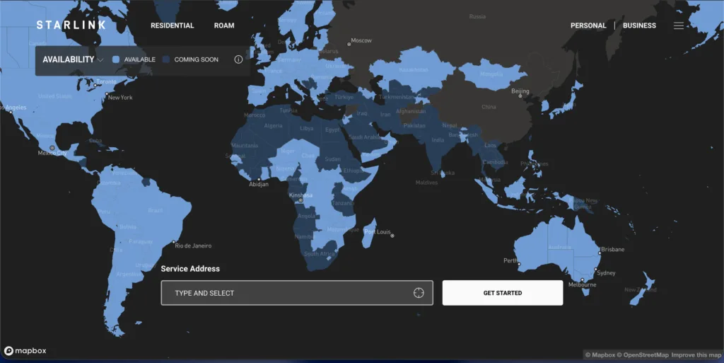Starlink's official availability map: African Countries Where Starlink Is Banned