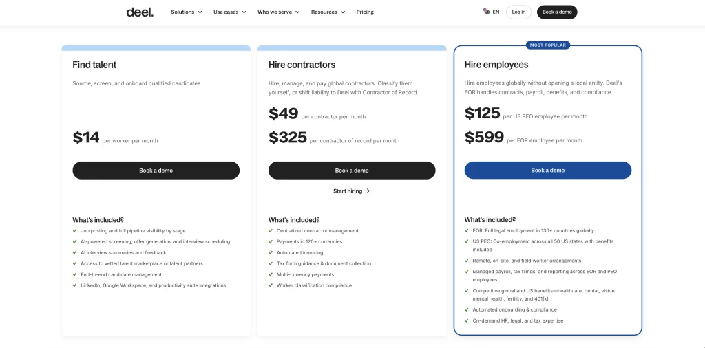 Deel vs Gusto Pricing